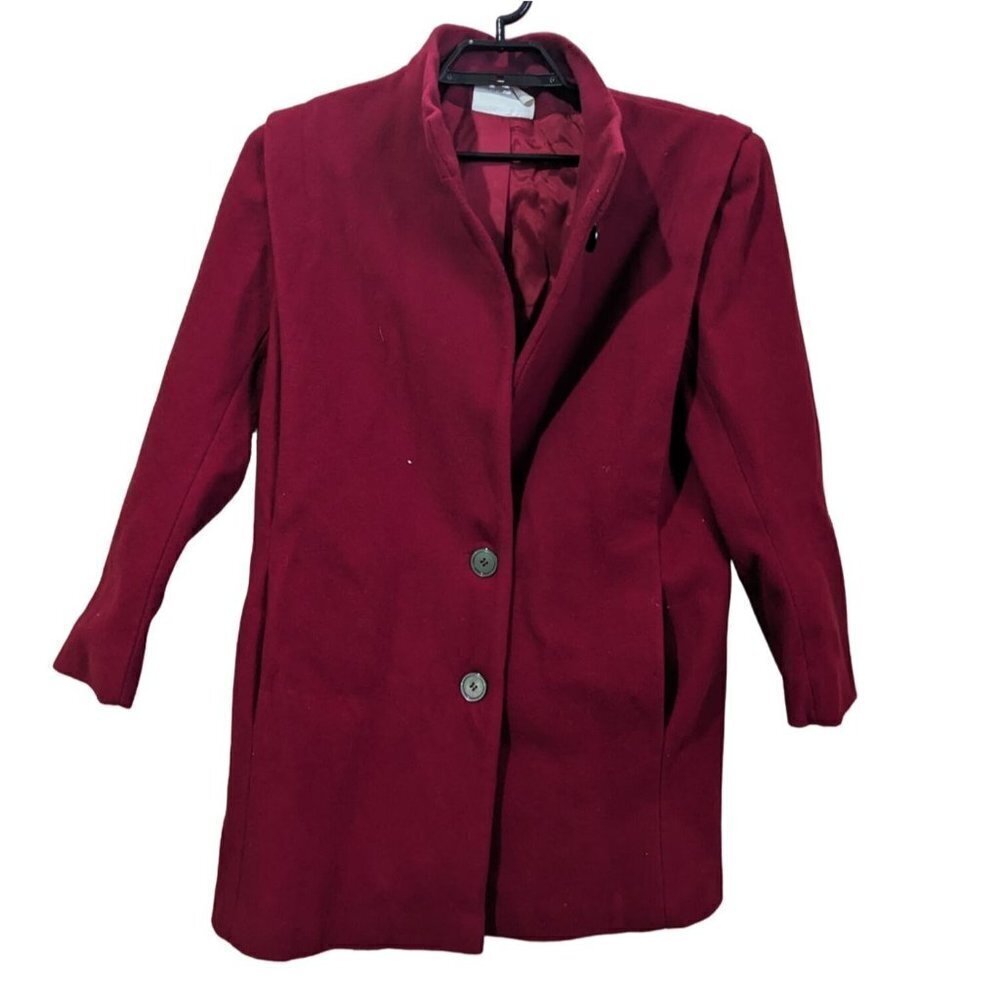 Vintage womens wool coat red size 16 button front‎